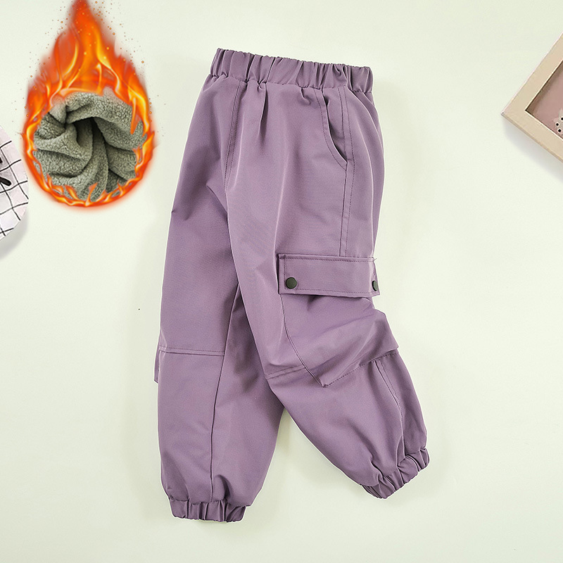 Outdoor Sport Waterproof Pants - 3-14세 겨울 청소년 소녀 양털 바지
