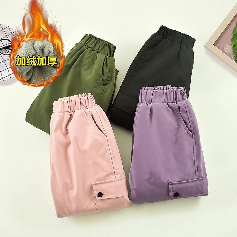 3-14세 겨울 청소년 소녀 양털 바지 단색 따뜻한 방 - Outdoor Sport Waterproof Pants 리뷰 및 가격